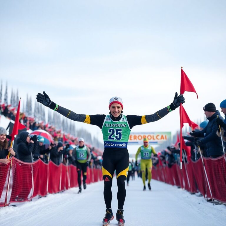 Александр Большунов выиграл масс-старт 70 км ЧР и получил желтую карточку